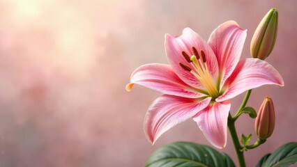 Fototapeta premium bouquet of pink lilies background