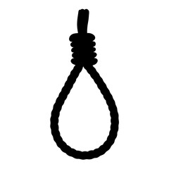 A Simple Black and White Illustration of a Rope Noose Gallows