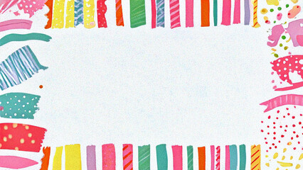 カラフルなテープとリボンのフレーム