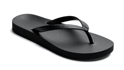 Single black flip-flop, isolated on white background , view, studio
