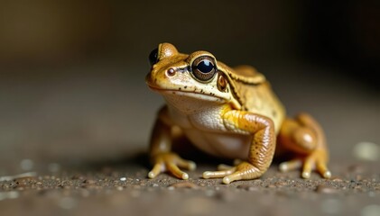 Obraz premium Single brown frog isolated, textured skin visible, wildlife, zoology