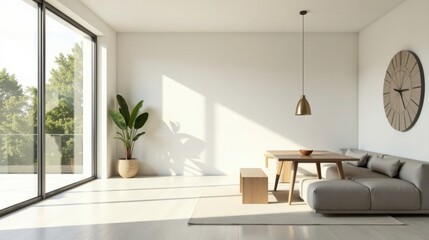 Serene Minimalist Living Space with Natural Light and Modern Furnishings