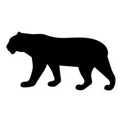 Majestic silhouette of a large wildcat cat walking stealthily across the plains