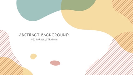 アースカラーの抽象的な形とストライプで構成した北欧風のおしゃれな背景素材。16:9サイズのベクターイラスト