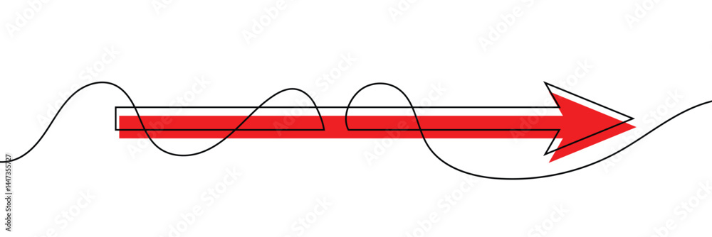 Aufkleber arrow pointing left, line continuous drawing vector. one line arrow pointing left, vector background