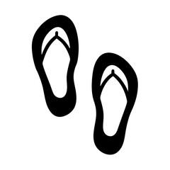 Black and White Flip Flops Icon Isolated on a White Background