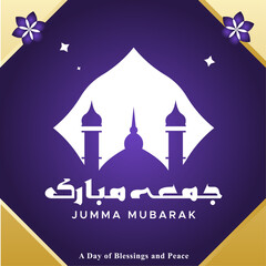 Elegant Jumma Mubarak Poster Design with Islamic Motifs for Friday Blessings and Spiritual Inspiration

