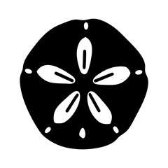 Black and white graphic of a sand dollar showing its characteristic patterns © pixostudio