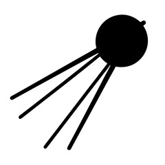 Stylized Sputnik satellite image with long antennas isolated against a white background