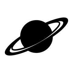 Black and white planet Saturn style isolated on a white background © pixostudio