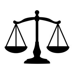 Balance scale of justice illustration in black and white graphic style