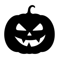 Spooky silhouette of a Jack O Lantern with evil eyes and fangs