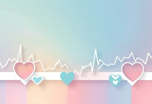 Pastel heart cardiogram for concept hypertension health day copy space