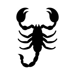 Fototapeta premium Black Silhouette of a Scorpion with Claws and Stinger on White Background