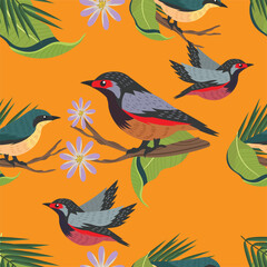Vector spring bird pattern illustration 