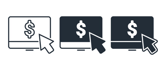 Computer with pay per click icon. illustration vector