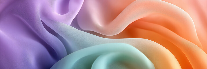 Obraz premium Soft, flowing fabrics in a spectrum of pastel colors. Delicate, ombre-effect