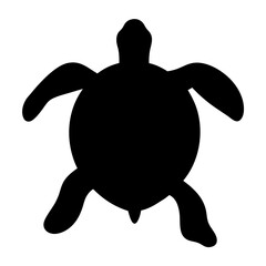 Monochrome sea turtle silhouette swimming with flippers, a simple and strong image
