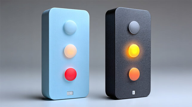 Modern Two-Tone Traffic Light Design with Bright Color Buttons