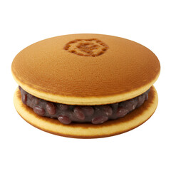 Round, golden-brown pancake sandwich filled with red bean paste