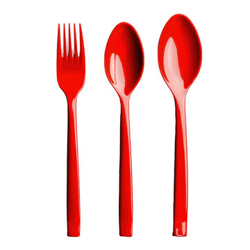 Bright red utensils arranged in a row display simplicity and vibrancy for kitchen use