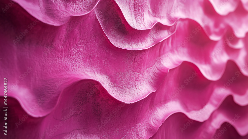 Aufkleber Close-up of pink textured surface with wavy pattern, creating a smooth and flowing appearance, ideal for design background or abstract concept
