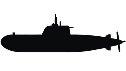 Silhouette of a military submarine, underwater vessel