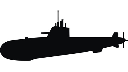 Silhouette of a military submarine, underwater vessel