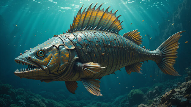 Reconstruction of Prehistoric armoured fish