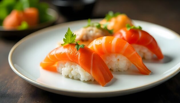 Nigiri Sushi set on a white background