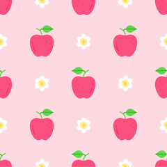 Cartoon red apple seamless pattern