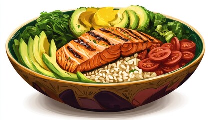 Colorful Fish Bowl with Rice