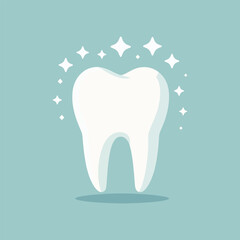 Shiny White Tooth with Sparkles – Dental Health and Hygiene Illustration