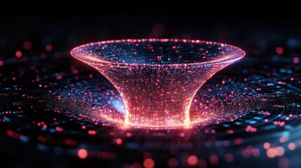Abstract Digital Vortex of Light and Data Flow