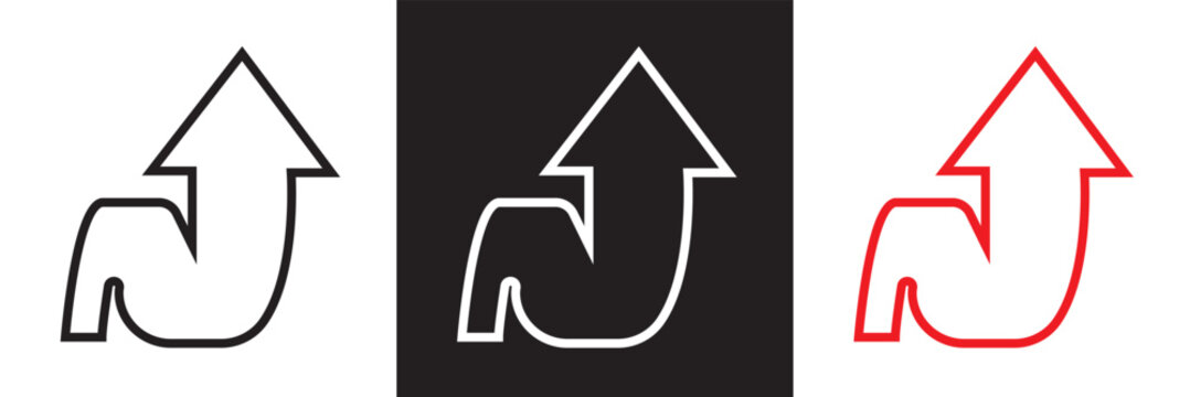 Wide red arrow icon.  Vector for websites, mobile interfaces, presentations, banner, visual branding etc. Vector illustration. isolated on white and black background. EPS 10