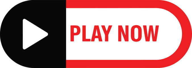 bold play now vector button with triangle and capsule shape