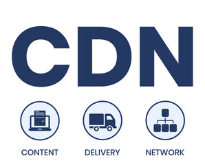 CDN - Content Delivery Network acronym, business concept. word lettering typography design illustration with line icons	