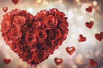 A Heart Shaped Bouquet Of Red Roses