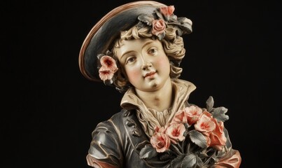 Intricate Figurine Of A Young Woman With Flowers