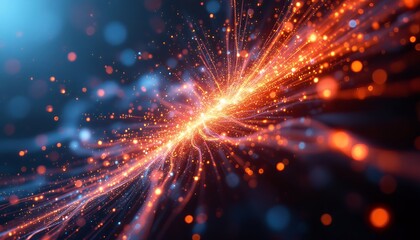 Naklejka premium Abstract Glowing Particle Stream with Motion Blur on Dark Background