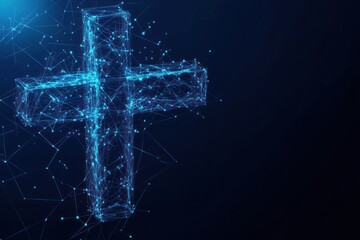 Abstract Blue Cross Network Digital Art