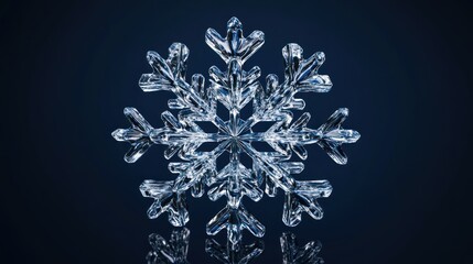 Intricate crystalline snowflake with captivating depth and subtle reflectivity
