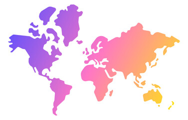 Simplified vector gradient world map illustration