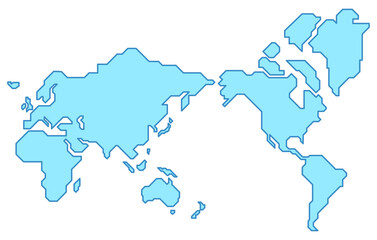 Obraz premium Simplified vector illustration of world map in blue color