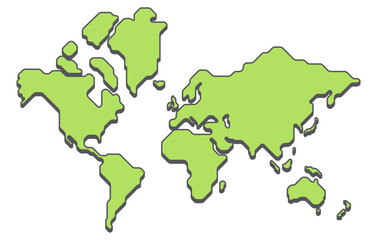 Simplified vector illustration of isometric world map