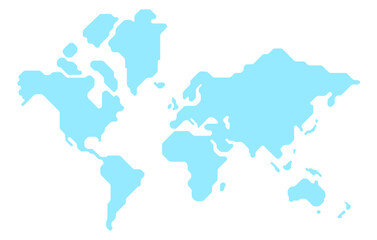 Simplified vector illustration of world map in blue color