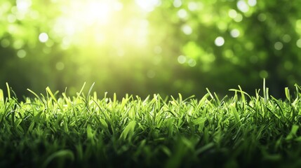 Fototapeta premium Green background with blurry nature. A blurry green scene with soft, out-of-focus leaves. A hazy, natural, green picture. 