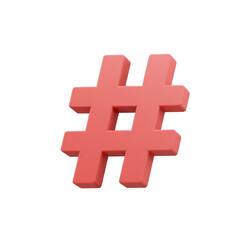 Obraz premium A 3D rendered, light coral-colored hashtag symbol