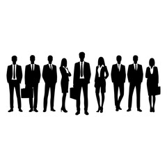 Group of Business Professionals – Silhouette Vector Design