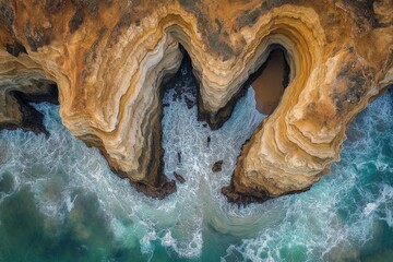Coastal rock formations meet the ocean